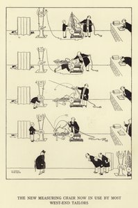 Der neue Messstuhl, der jetzt von den meisten West-End-Schneidern verwendet wird von William Heath Robinson