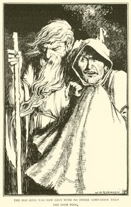 Der alte König war nun mit keinem anderen Gefährten als dem armen Narren übrig von William Heath Robinson