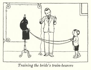 Die Brautjungfern der Braut trainieren (Lithografie) von William Heath Robinson