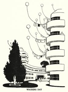 Waschtag (Lithografie) von William Heath Robinson