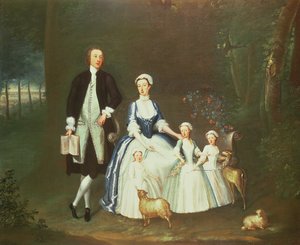 Baptist Noel, 4. Earl of Gainsborough und seine Frau Elizabeth mit ihren Kindern