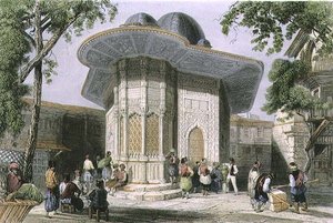 Brunnen in Galata, Istanbul, graviert von H. Griffiths, ca. 1850 von William Henry (after) Bartlett