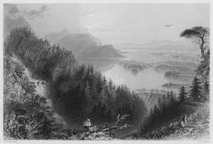 Die unteren und Torc-Seen, Killarney, vom Torc-Wasserfall (Stich) von William Henry (after) Bartlett