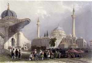 Die Moschee von Bajazet mit dem Seraskier-Tor, Istanbul, gestochen von H. Griffiths, ca. 1850 (Aquatinta) von William Henry (after) Bartlett