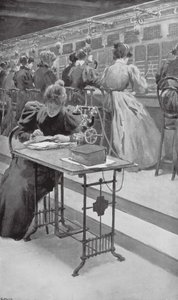 Bei der Arbeit in einem Telefonraum von William Henry (after) Margetson