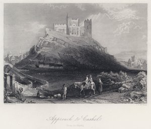 Annäherung an Cashel von Norden (Stich) von William Henry Bartlett