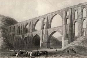 Aquädukt des Kaisers Valens, nahe Pyrgo, Türkei, graviert von R. Wallis von William Henry Bartlett