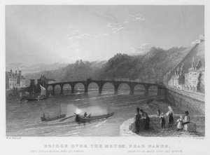 Brücke über die Maas, nahe Namur (Stich) von William Henry Bartlett