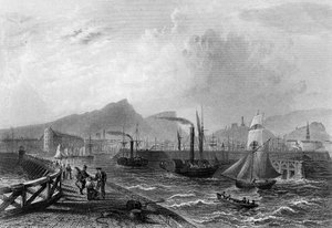 Leith Pier und Hafen, graviert von Robert Wallis, ca. 1820