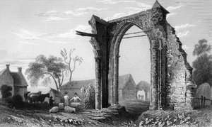 Überreste des Bycknacre Priory, Essex, graviert von William Tombleson