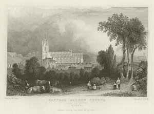 Saffron Walden Kirche, von Süden, Essex von William Henry Bartlett