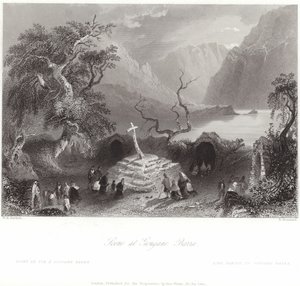 Szene in Gougane Barra in County Cork von William Henry Bartlett