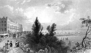 Southend Terrace, Essex, graviert von Henry Wallis, 1832 von William Henry Bartlett