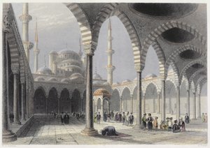 Der Hof der Moschee des Sultans Achmet, Istanbul, graviert von S. Fisher, um 1850 von William Henry Bartlett