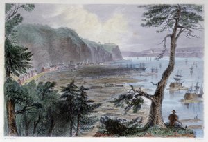 Holzablagerung in der Nähe von Quebec - in „Canadian scenery illustrated“ von Bartlett W. H.