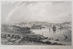 Ansicht von Waterford von der Dunmore Road, Irland, graviert von W. Taylor