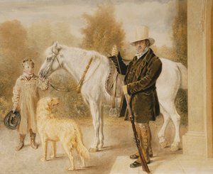 Ein Sportler mit einem Jungen, einem Pony und einem Hund von William Henry Hunt