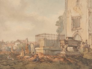 Bushey Kirchhof mit den Gräbern von Edridge, Hearne und H. Monro von William Henry Hunt