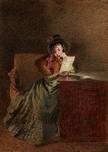 Mädchen liest einen Brief bei Lampenlicht von William Henry Hunt