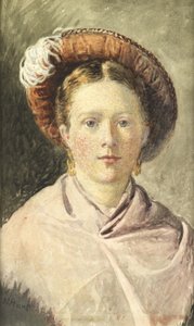 Dame mit Federhut von William Henry Hunt