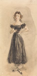Studie eines jungen Mädchens mit Locken in einem schwarzen Abendkleid von William Henry Hunt