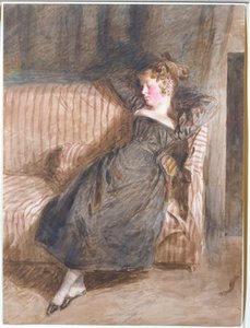 Junges Mädchen schläft auf einer Couch von William Henry Hunt