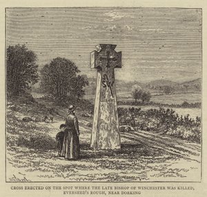 Kreuz errichtet an der Stelle, wo der verstorbene Bischof von Winchester getötet wurde, Evershed