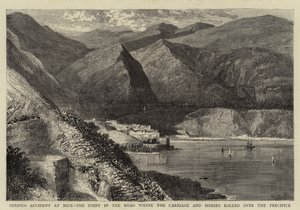 Schwerer Unfall in Nizza, der Punkt auf der Straße, an dem die Kutsche und die Pferde über den Abgrund rollten von William Henry James Boot