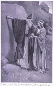 O, Merlin, erzähl mir diesen Zauber! sagte die Dame Niume von William Henry Margetson