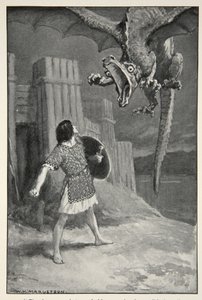 Der Drache sank auf ihn zu, öffnete seine schrecklichen Kiefer, aus 