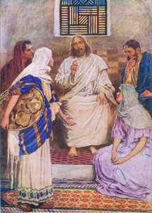 Die zwei Schwestern, aus Das Bibelbilderbuch, veröffentlicht von Thomas Nelson, ca. 1950 von William Henry Margetson