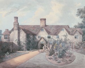 Ein Junge spielt Trommel im Garten eines Landhauses, 1793 von William Henry Pyne