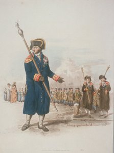 Gemeindebüttel in ziviler Tracht mit Stab, 1805 von William Henry Pyne