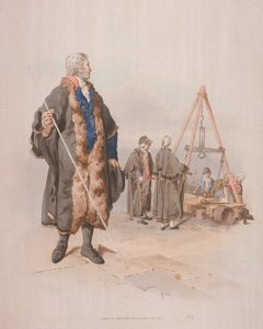 Ward Beadle in Zivilkleidung, einen Stab haltend, bei einer Wardmote-Untersuchung, 1805 von William Henry Pyne