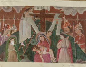 Station des Kreuzwegs Nr. 13: Jesus wird vom Kreuz abgenommen