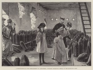 Eine Erinnerung an die Bombardierung von Alexandria, Touristen inspizieren Granaten im Ras-el-Tin-Fort von William Heysham Overend
