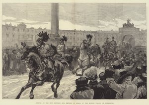 Ankunft des neuen Kaisers und der Kaiserin von Russland im Winterpalast, St. Petersburg von William Heysham Overend
