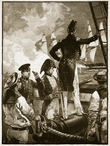 Kapitän Walpole fängt die Schiffe des Herzogs von Saldanha ab, Illustration aus 