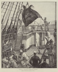 Fang eines Teufelsfisches, ihn über Bord hieven von William Heysham Overend