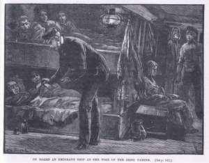 An Bord eines Auswandererschiffs zur Zeit der irischen Hungersnot 1846 von William Heysham Overend