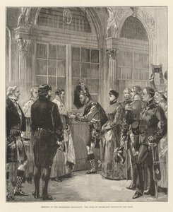 Eröffnung der Edinburgh-Ausstellung, der Herzog von Edinburgh schließt die Tür auf von William Heysham Overend