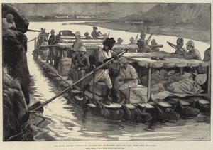 Unsere Truppen verlassen Afghanistan, kranke und verwundete Soldaten treiben den Cabul-Fluss von Jellalabad hinunter