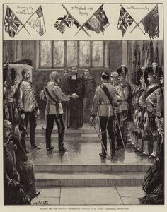 Platzierung der alten schottischen Regimentsfarben in der St Giles