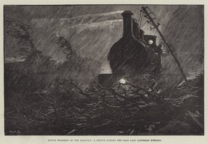 Raues Wetter auf der Eisenbahn, eine Skizze während des Sturms letzten Samstagabend