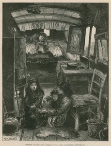 Skizzen des Zigeunerlebens; Innenansicht eines Wagens in der Nähe der Latimer Road, Notting Hill (Gravur) von William Heysham Overend
