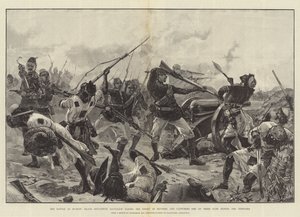 Die Schlacht bei Suakin, Schwarzes Sudan-Bataillon nimmt den Feind in die Zange und erobert eine ihrer Kanonen hinter den Schützengräben von William Heysham Overend