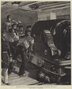 Die Krise in Ägypten, das Training der Geschütze der HMS Sultan in Alexandria