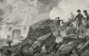Die Zerstörung der spanischen Belagerungsschiffe durch die Briten in Gibraltar