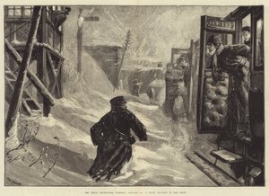 Der große Schneesturm, Dienstag, 18. Januar, ein Zug im Schnee blockiert