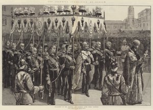 Die Kaiserkrönung in Moskau, Prozession des Kaisers und der Kaiserin nach der Krönung von William Heysham Overend